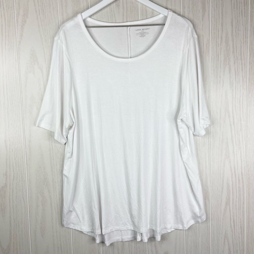 Lane Bryant Women's White Classic Perfect Sleeve Curved-Hem Tee Size 18/20 NWT